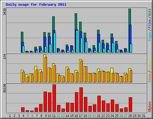 Daily usage for February 2011