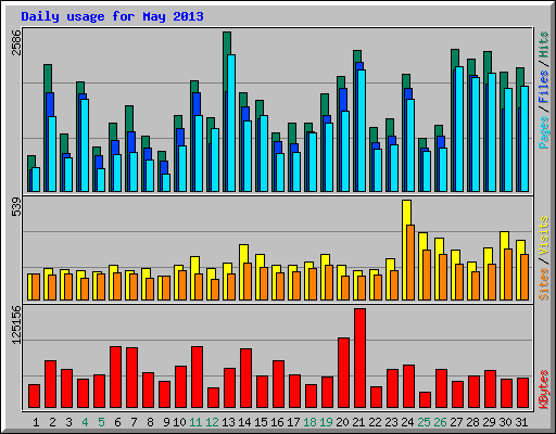Daily usage for May 2013