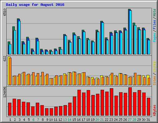 Daily usage for August 2016
