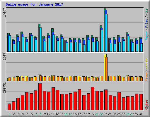 Daily usage for January 2017