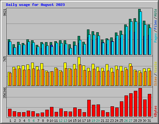 Daily usage for August 2023