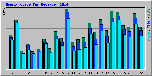 Hourly usage for December 2016